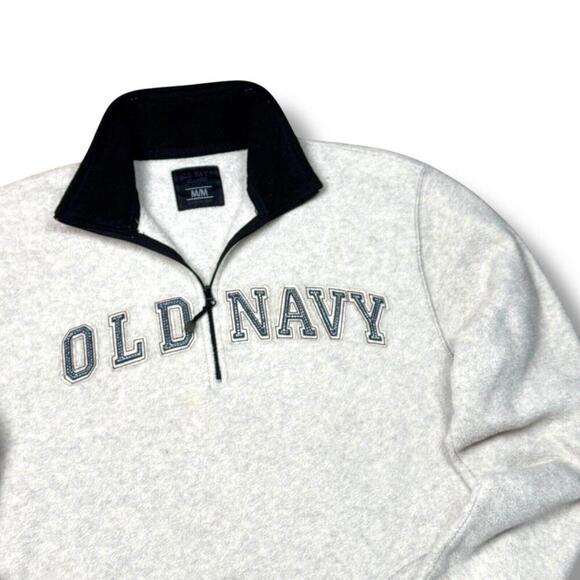 Vintage Old Navy 1/4 Zip Fleece Sweatshirt Y2K White Logo Patch Skater Men Sz M - Picture 2 of 13